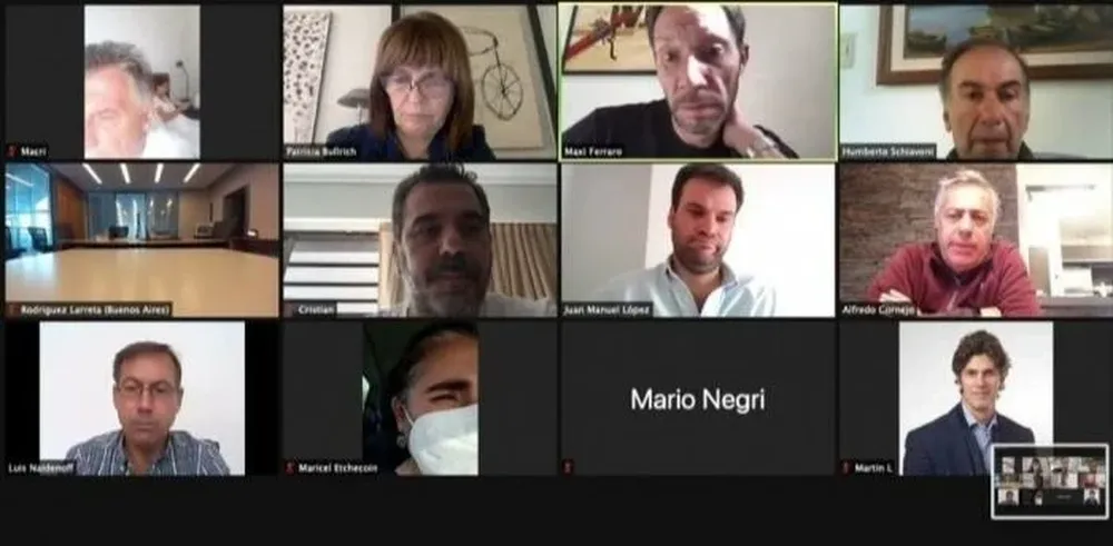 Captura de pantalla de la reunión de Cambiemos