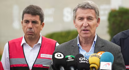 El presidente de la Generalidad valenciana, Carlos Mazón y Alberto Núñez Feijóo, líder del PP.