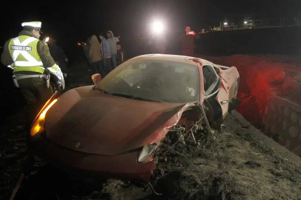 Así quedó la Ferrari de Vidal