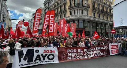 Cabecera de la manifestación del 1 de Mayo en Madrid