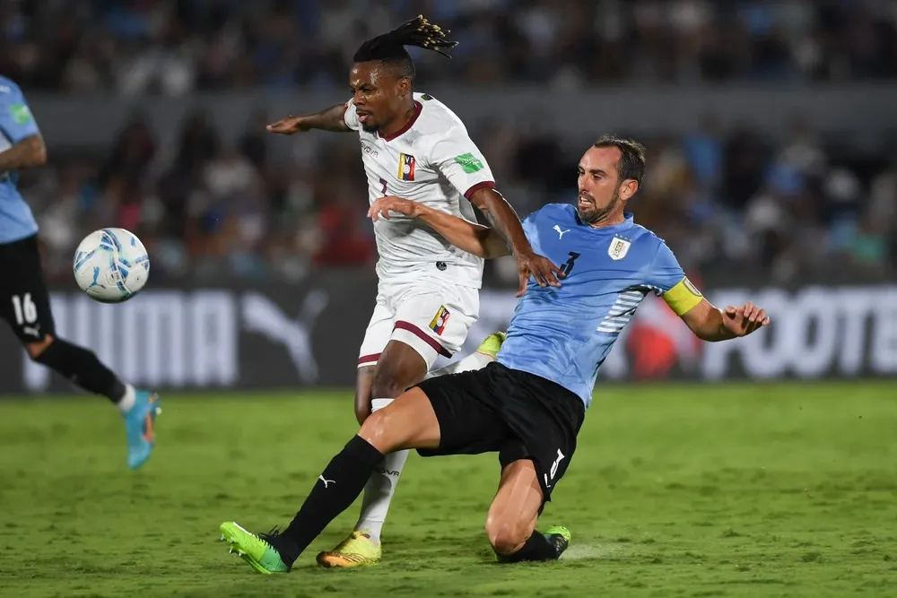 Diego Godín con la camiseta celeste