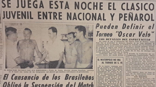 Recorte de prensa sobre el clásico de 1959 por el trofeo Oscar Velo que presentó Peñarol en su investigación