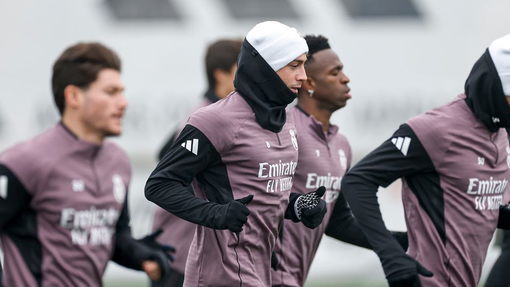 Federico Valverde en la práctica de Real Madrid tras la eliminación ante Albacete