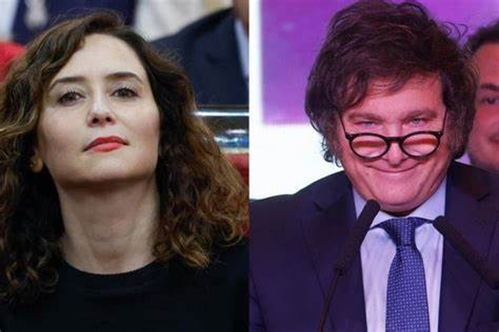 La presidenta de la Comunidad de Madrid, Isabel Díaz Ayuso, y el presidente argentino, Javier Milei