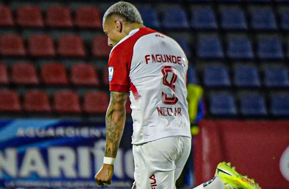 Franco Fag&uacute;ndez celebra su gol ante el Deportivo Pasto