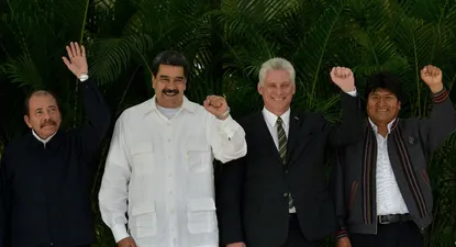 Los presidentes de Nicaragua, Daniel Ortega; Venezuela, Nicolás Maduro; Cuba, Miguel Díaz-Canel; y Bolivia, Evo Morales, este viernes en La Habana