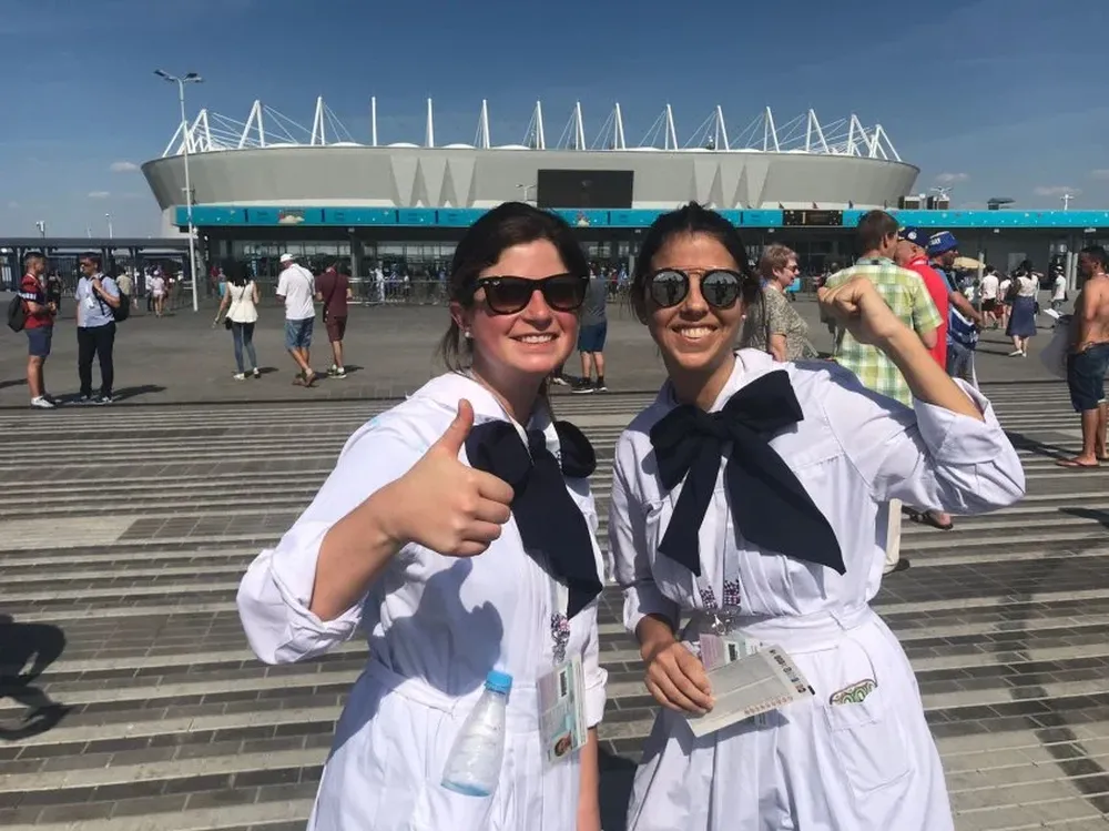 Hinchas uruguayos en el Rostov Arena