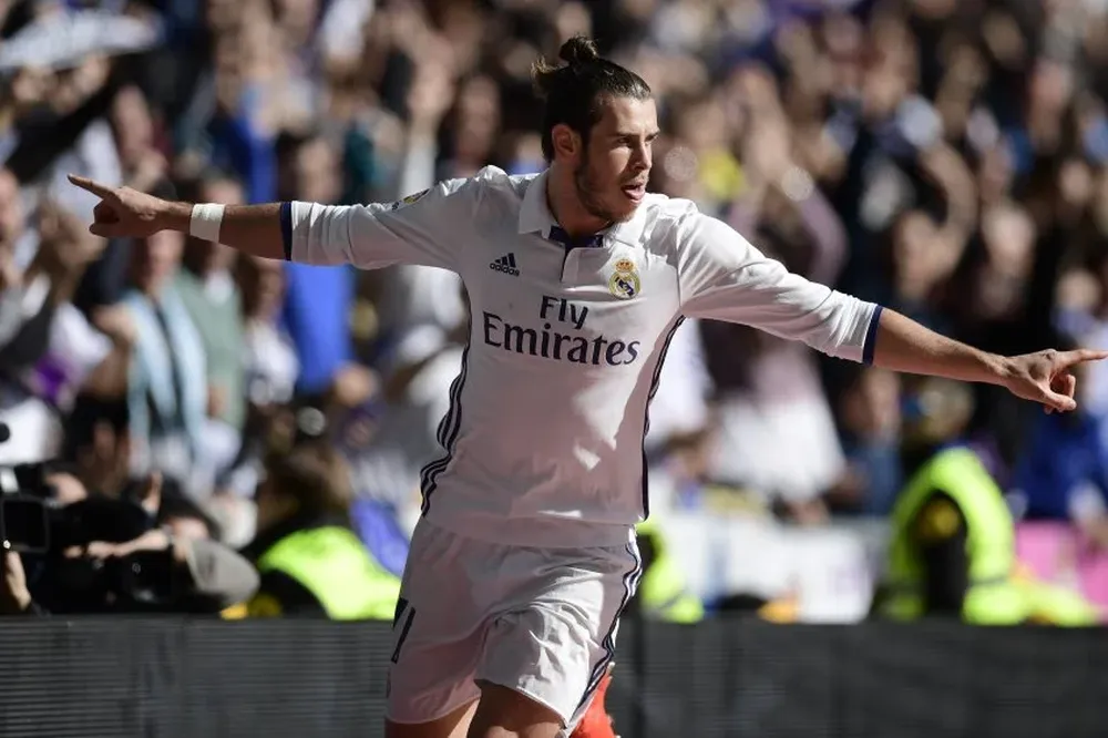 Gareth Bale celebra uno de sus dos goles a Leganés