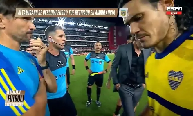 Se conoció el diálogo entre Cavani y el árbitro luego de la descompensación de Altamirano en Estudiantes-Boca
