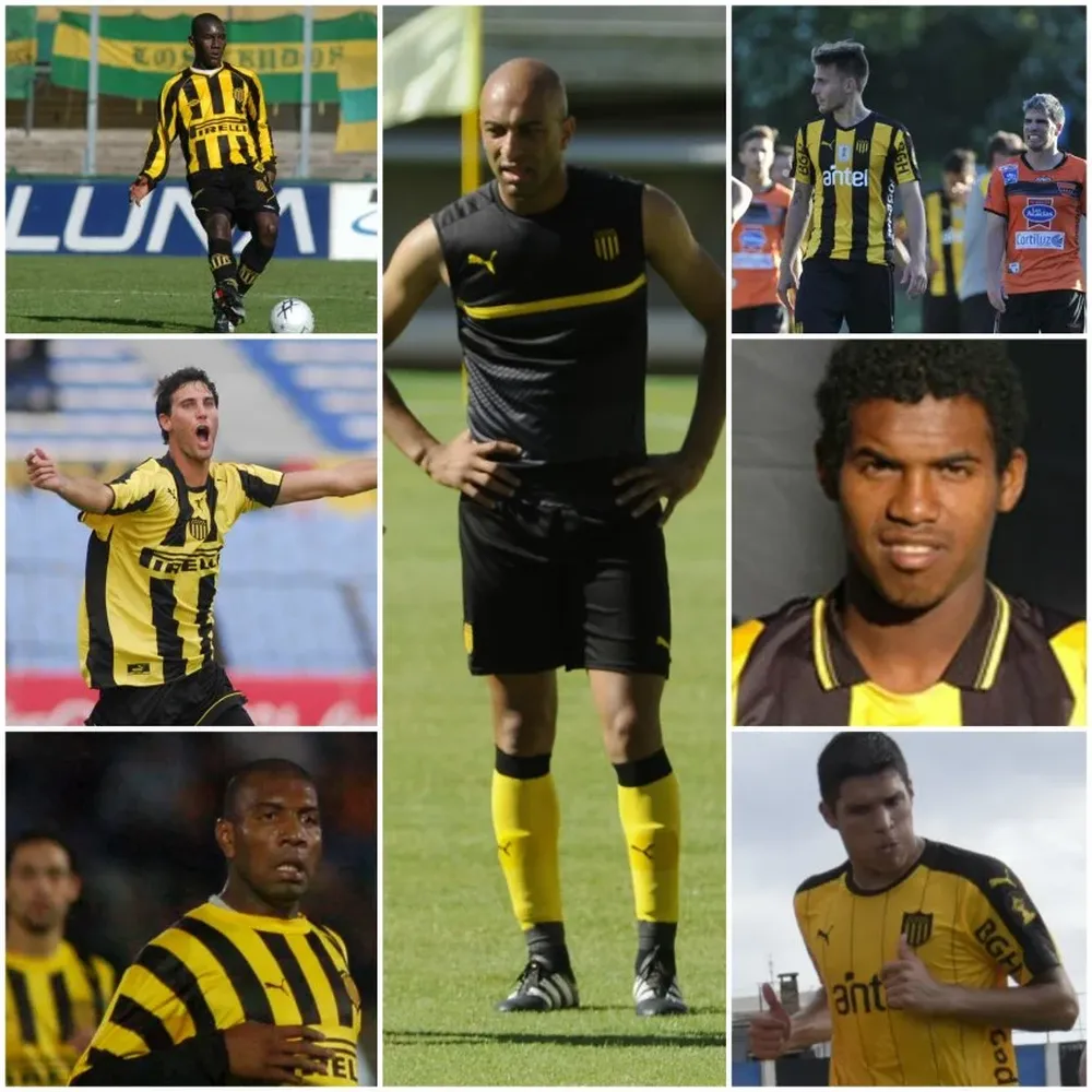 Siete de los ocho zagueros extranjeros de Peñarol; de Izaguirre ni siquiera hay registro fotográfico.