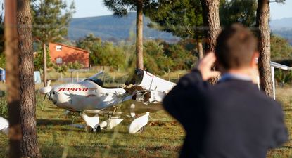 La avioneta estrellada en Madrid, donde murieron dos personas.