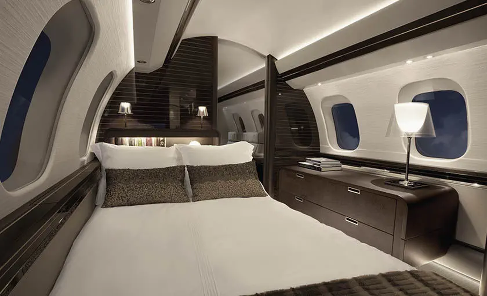 La cama doble del avión privado que transportó a Carlo Ancelotti desde Europa a Rio de Janeiro La cama doble del avión privado que transportó a Carlo Ancelotti desde Europa a Rio de Janeiro