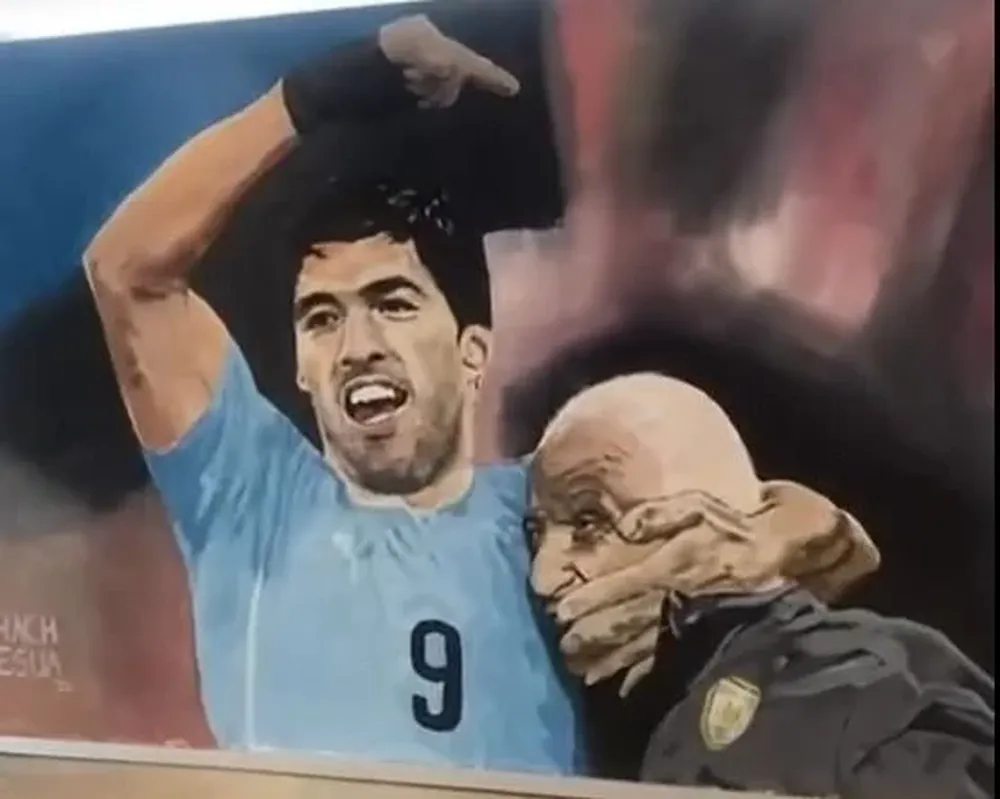 El mural de Suárez con Ferreira en la sanidad de Nacional