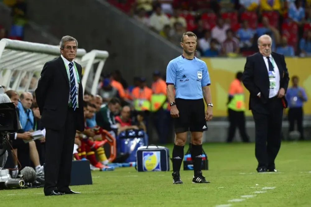 Vicente Del Bosque y Óscar Tabárez en un duelo entre España y Uruguay