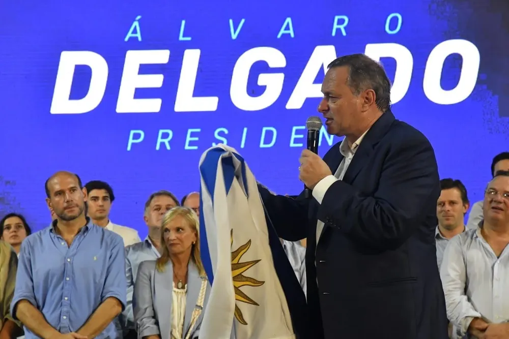 Delgado en su discurso este sábado en el Palacio Peñarol