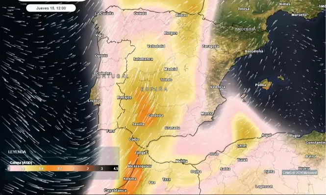 El jueves la calima se dejará sentir en la Península, con precipitaciones con barro en varias regiones