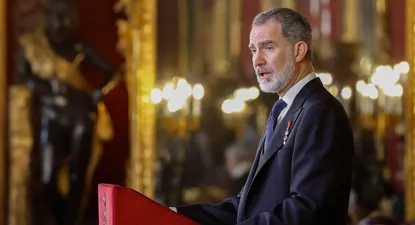El rey Felipe VI da un discurso en la recepción al cuerpo diplomático