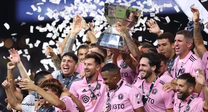 Lionel Messi y sus compañeros de Inter Miami, celebran el título de la Leagues Cup