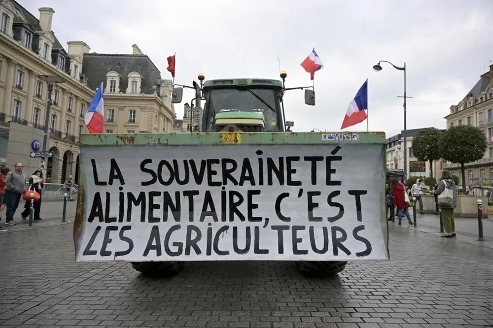 Protesta de agricultores franceses en el marco de las que se repiten en casi todos los países de la UE.