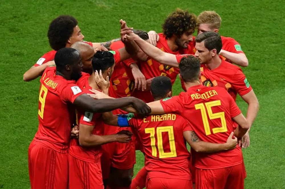 Festejo de Bélgica tras el 1-0 ante Brasil