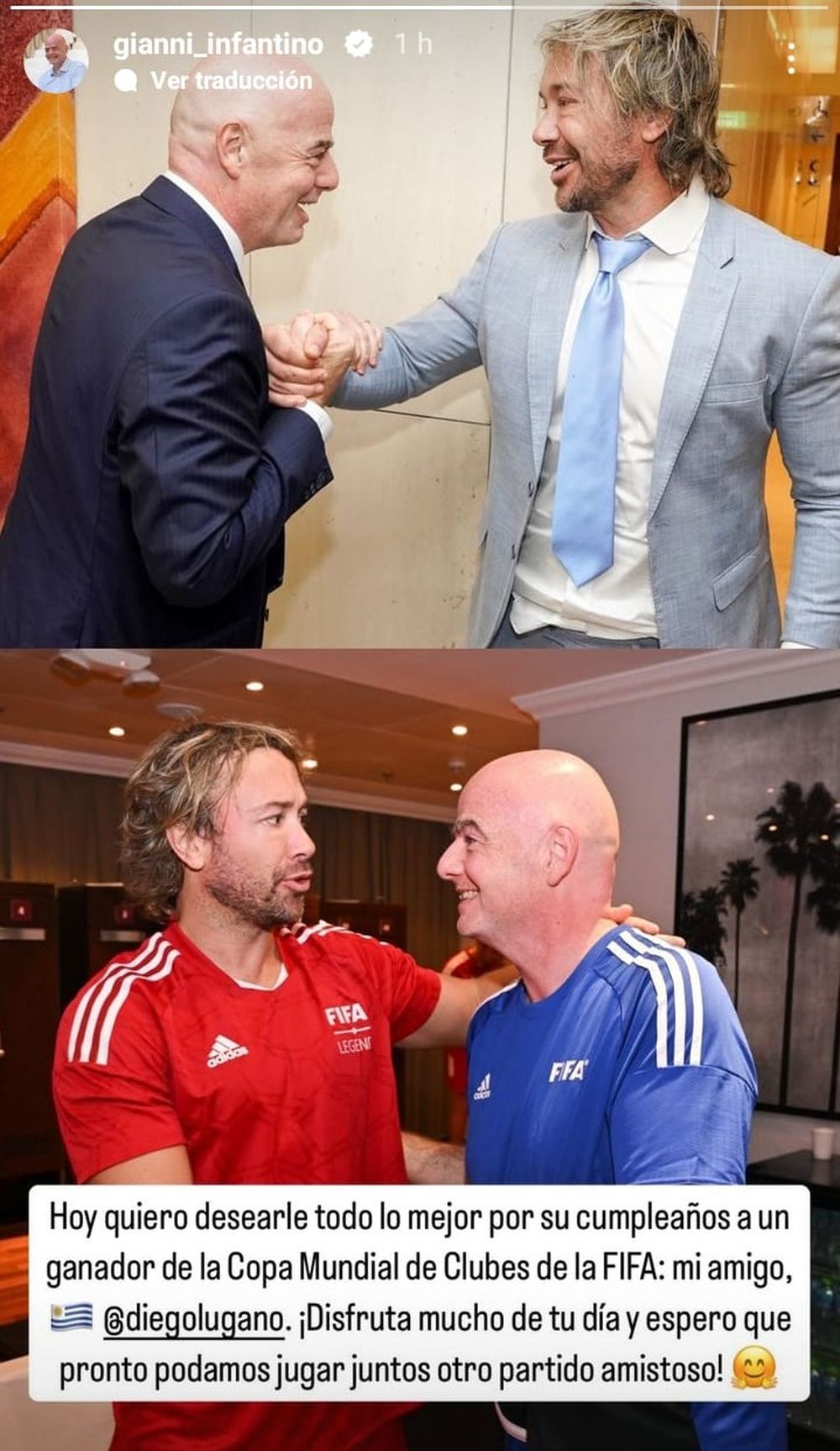 El posteo de Gianni Infantino para Diego Lugano