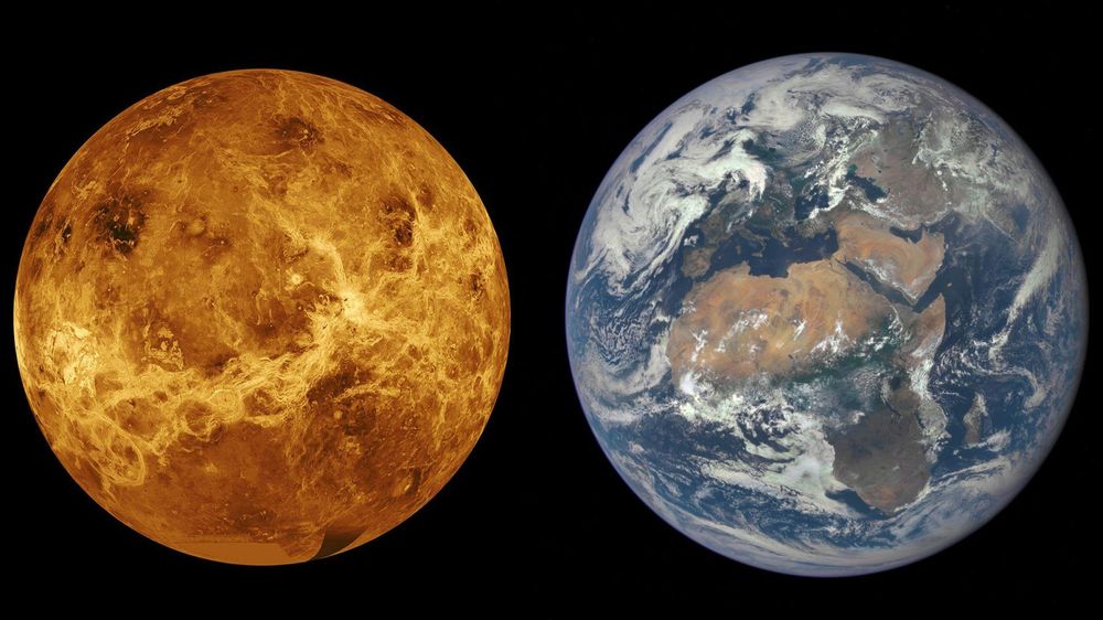 Los científicos sospechan que Theia y la Tierra tenían una composición básica similar, al igual que Venus (izquierda) y la Tierra (derecha) comparten propiedades similares.