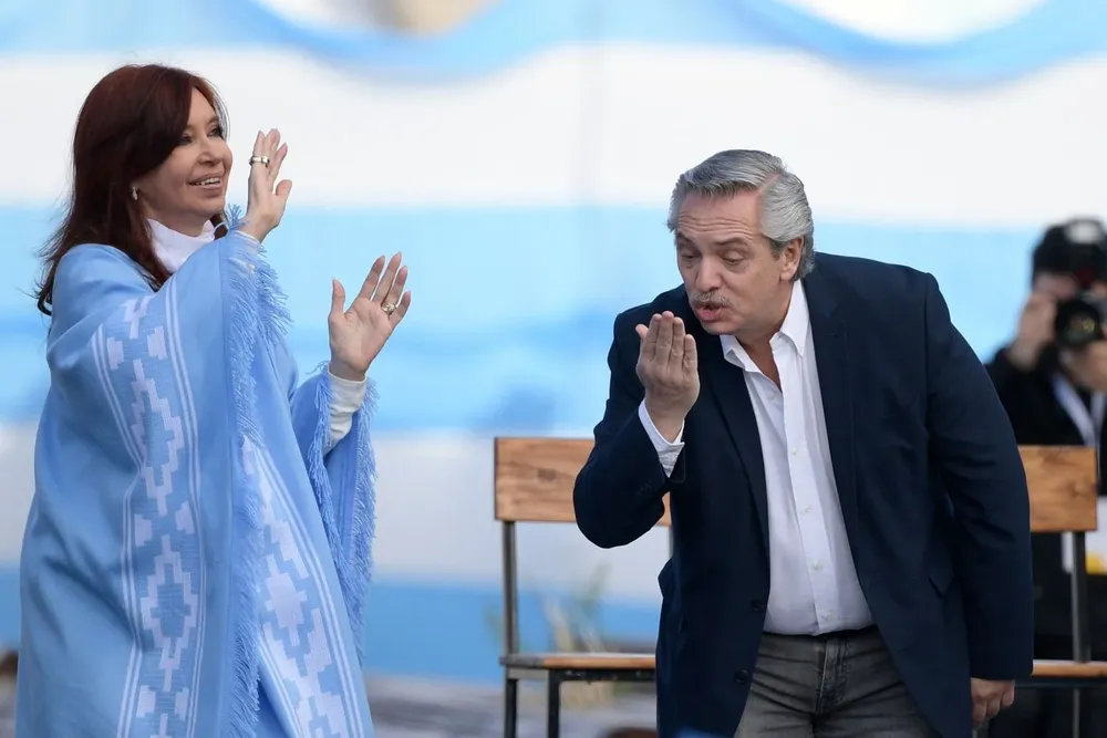 Cristina y Alberto Fernández durante la campaña presidencial de 2019 en Argentina