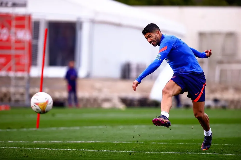 Luis Suárez en un entrenamiento del Atleti