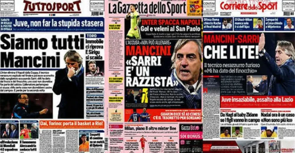 Las tapas de los diarios deportivos italianos