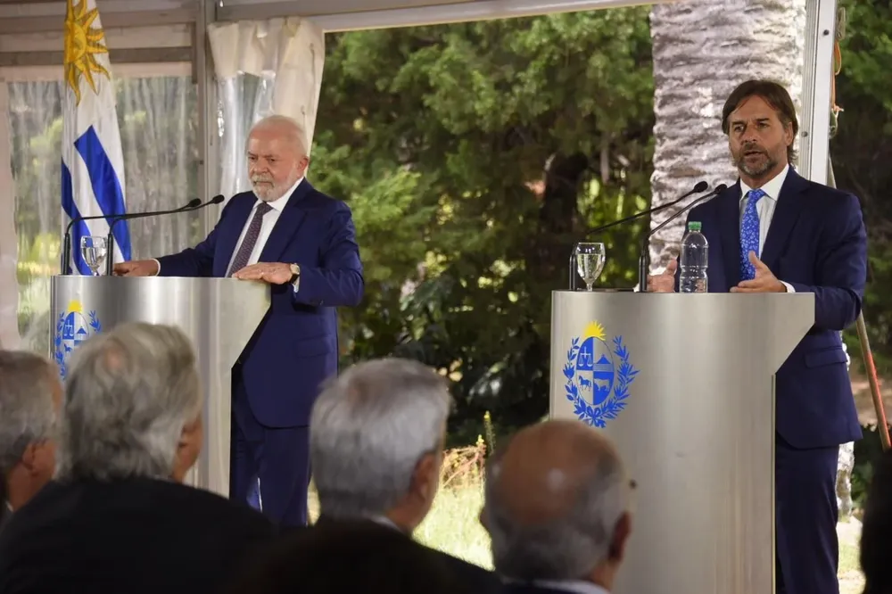 Lacalle Pou y Lula en conferencia de prensa