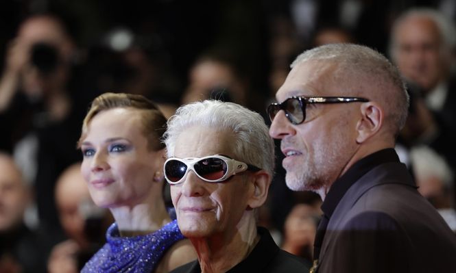 Vincent Cassel, Diane Kruger y David Cronenberg en la premiere de&nbsp;The Shrouds