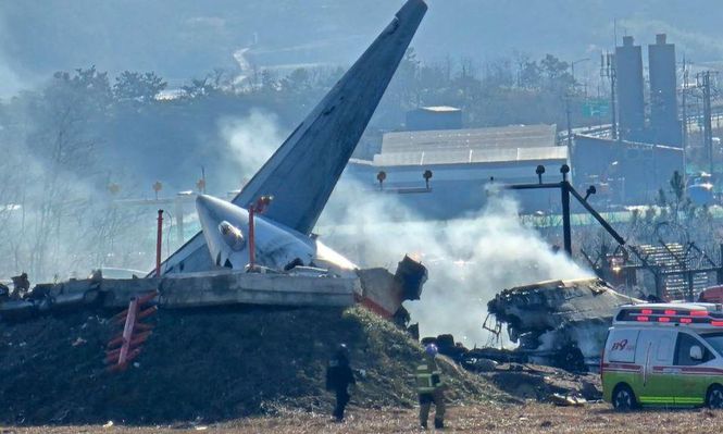 Imagen de los restos del avión tras el accidente.