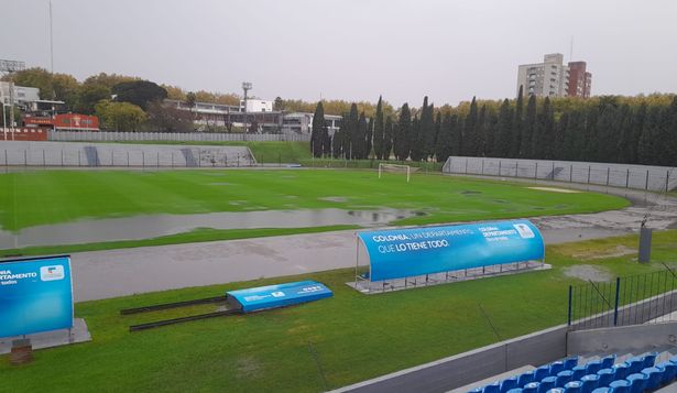 Así está el Estadio Suppici por las copiosas lluvias caídas, por lo que se suspendió el partido entre Plaza Colonia y Danubio por la última fecha del Torneo Apertura