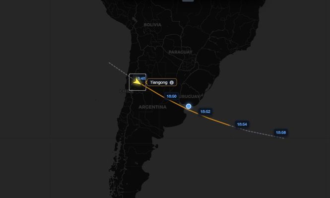 Trayecto de la Estación Espacial China Tiangong hoy miércoles 29 de abril