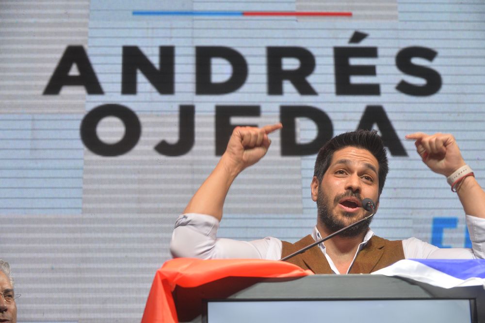 Andrés Ojeda, candidato a presidente del Partido Colorado, en su acto central de campaña