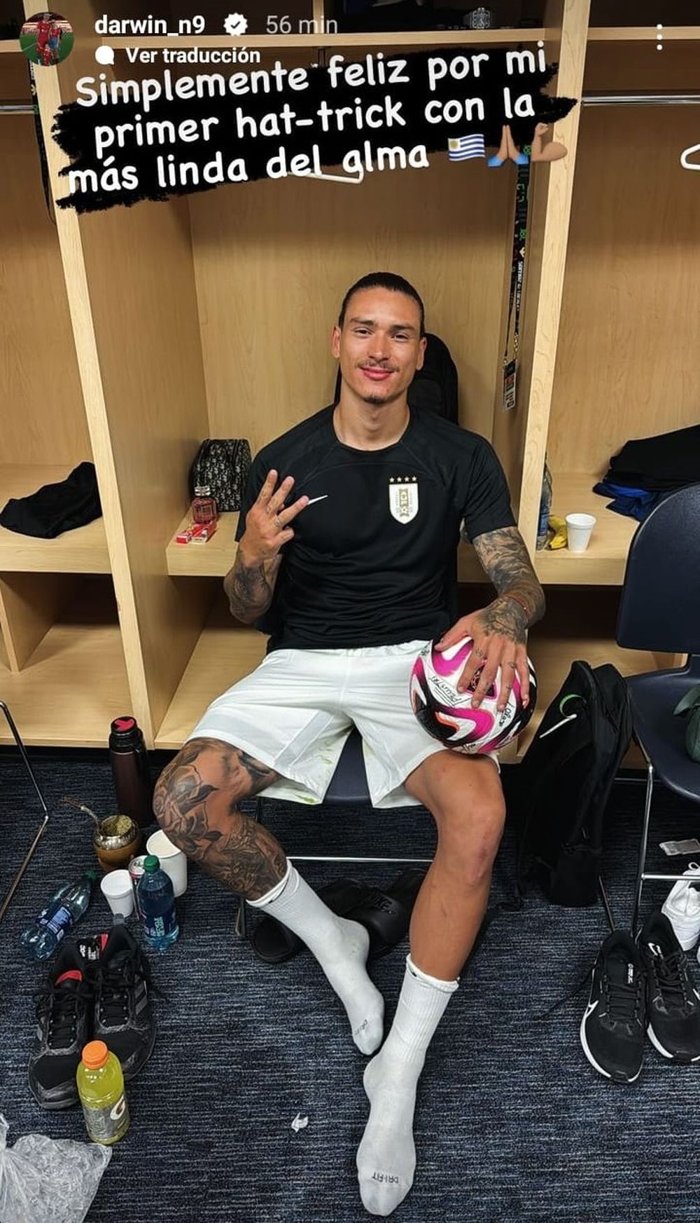 Darwin Núñez y su festejo del hat trick