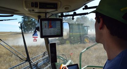 Maquinaria agrícola: cosecha de colza en San José.