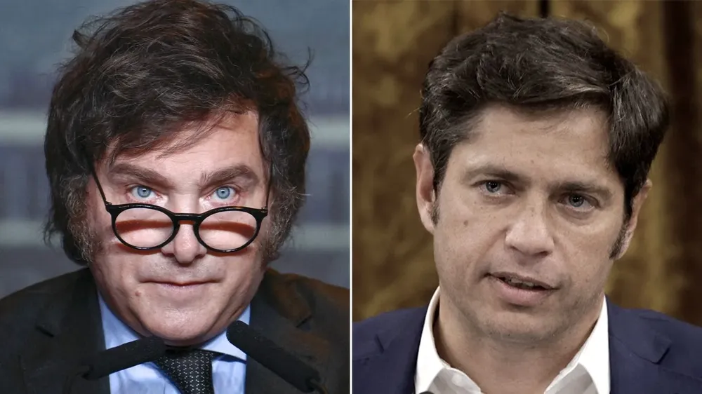 El presidente Javier Milei y el gobernador Axel Kicillof