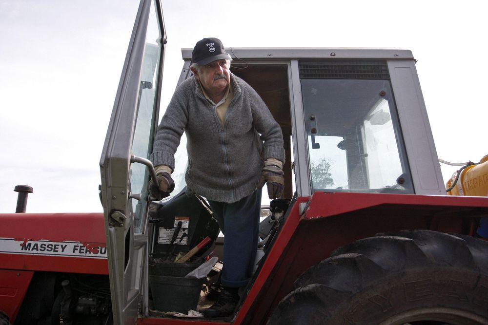 Manejar el tractor, una vieja actividad de Mujica, sigue siendo uno de sus placeres diarios: 