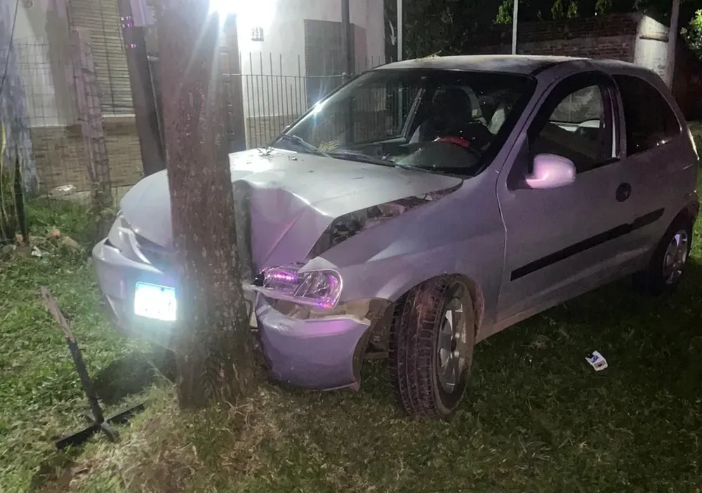 Así quedó el auto involucrado luego de chocar contra un árbol