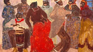 Candombe, un óleo sobre cartón de Pedro Figari