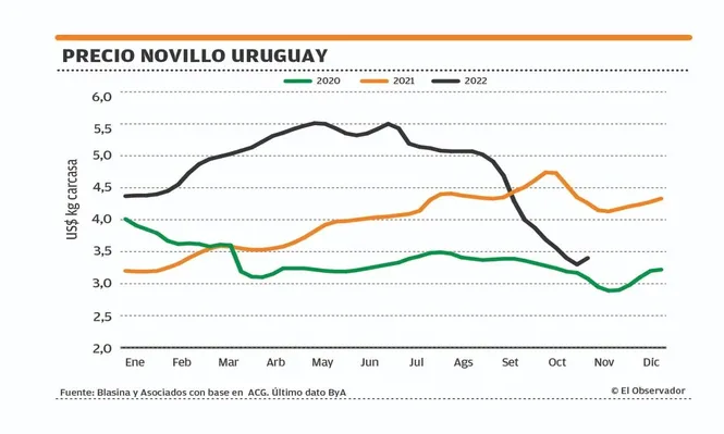 El precio del novillo gordo detuvo la caída.