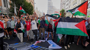 Protestas pro Palestina en la Vuelta en Madrid.