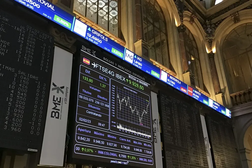 Panel de la Bolsa de Madrid