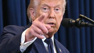 Donald Trump en la conferencia de prensa de este lunes