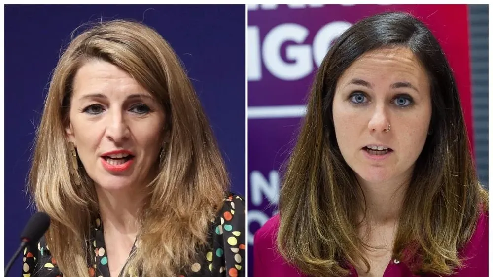 La vicepresidenta Yolanda Díaz y Ione Belarra de UP