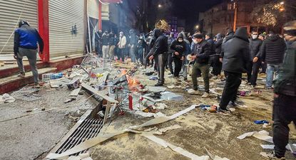 Protesta este jueves en Kermanshah, Irán.