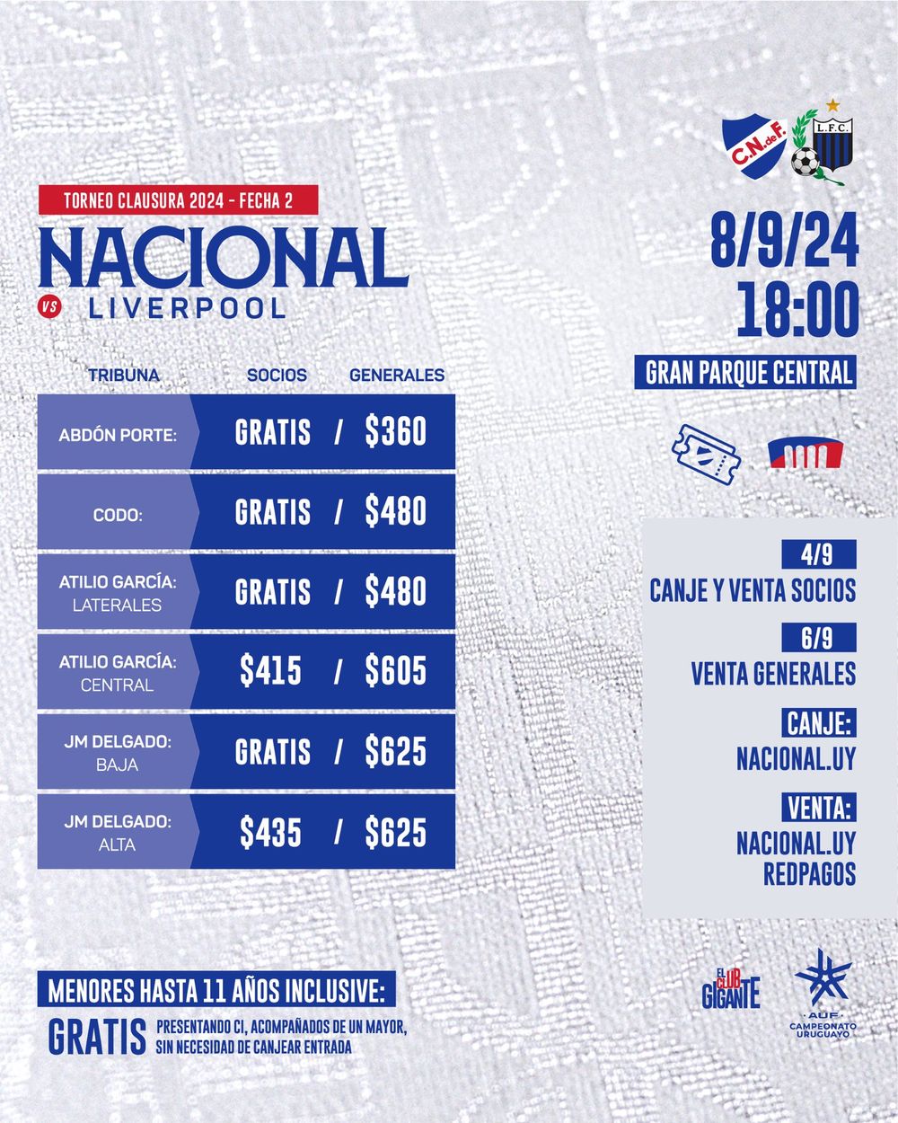 Entradas para Nacional vs Liverpool