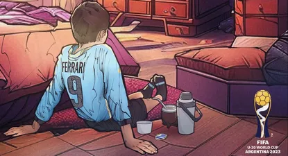 Andrés Ferrari en una caricatura de la FIFA