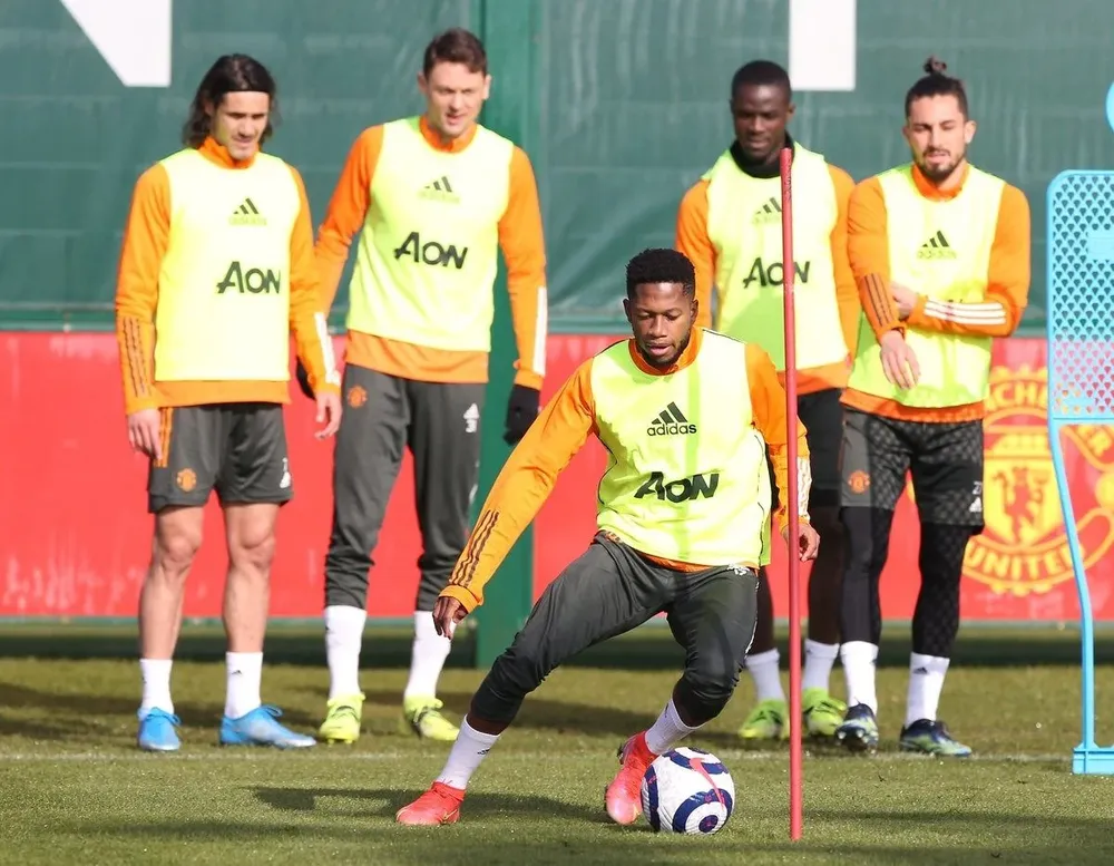 Cavani en un entrenamiento de los Reds.